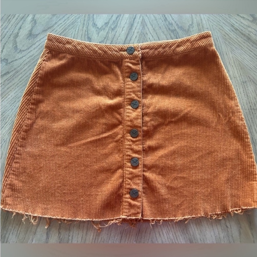 Burnt orange corduroy button skirt size M